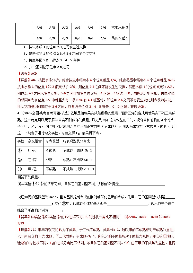 十年高考真题（2014-2023）分项汇编 生物 专题12 基因的自由组合定律 含解析第3页