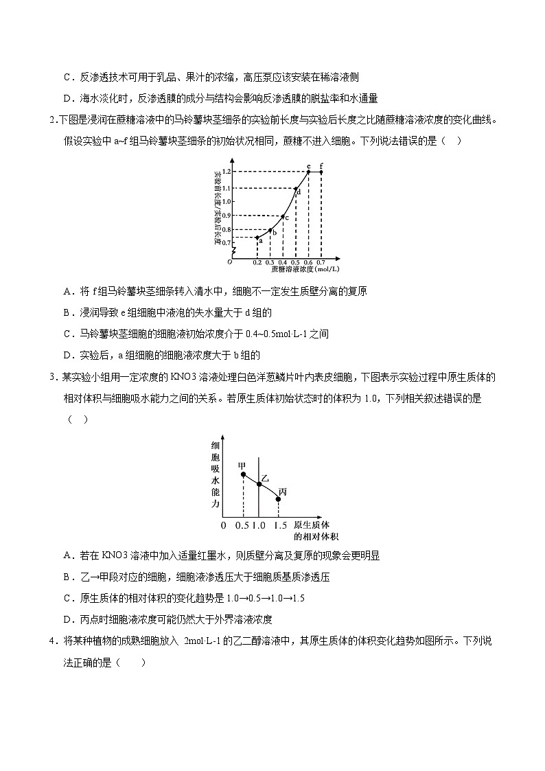 备战2025年高考生物抢押秘籍（山东专用）押题02物质的渗透作用及运输方式（学生版）第2页