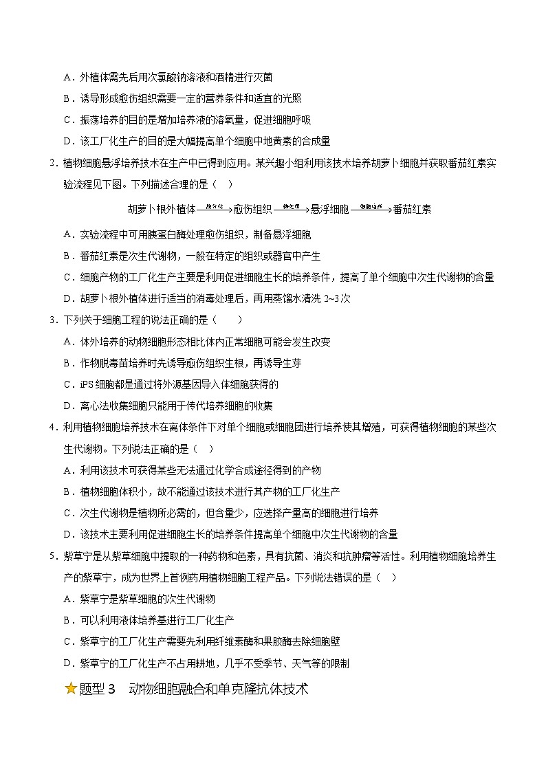 备战2025年高考生物抢押秘籍（山东专用）押题09发酵工程、植物细胞工程和动物细胞工程（学生版）第3页