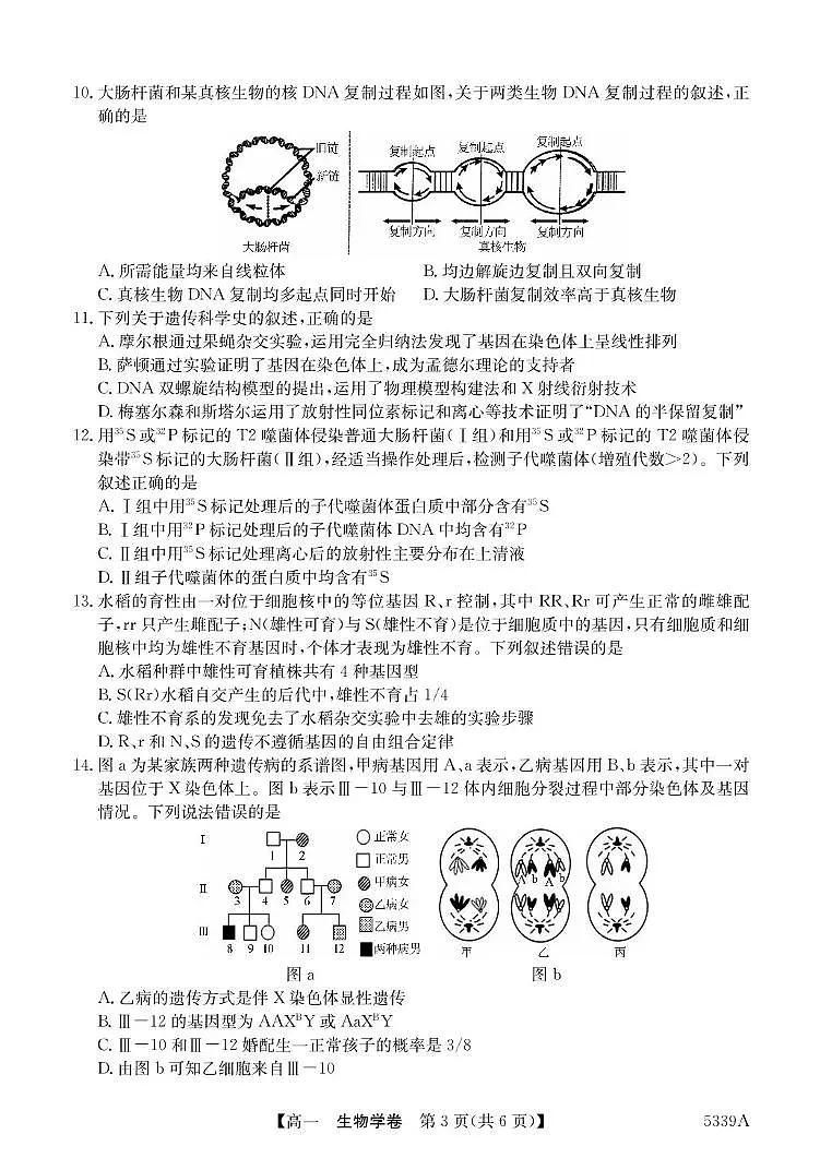 广东省清远市六校2024-2025学年高一下学期期中联合学业质量监测生物试卷含答案第3页