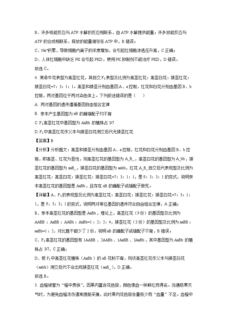 北京市朝阳区2024年高三二模考试生物（解析版）第3页