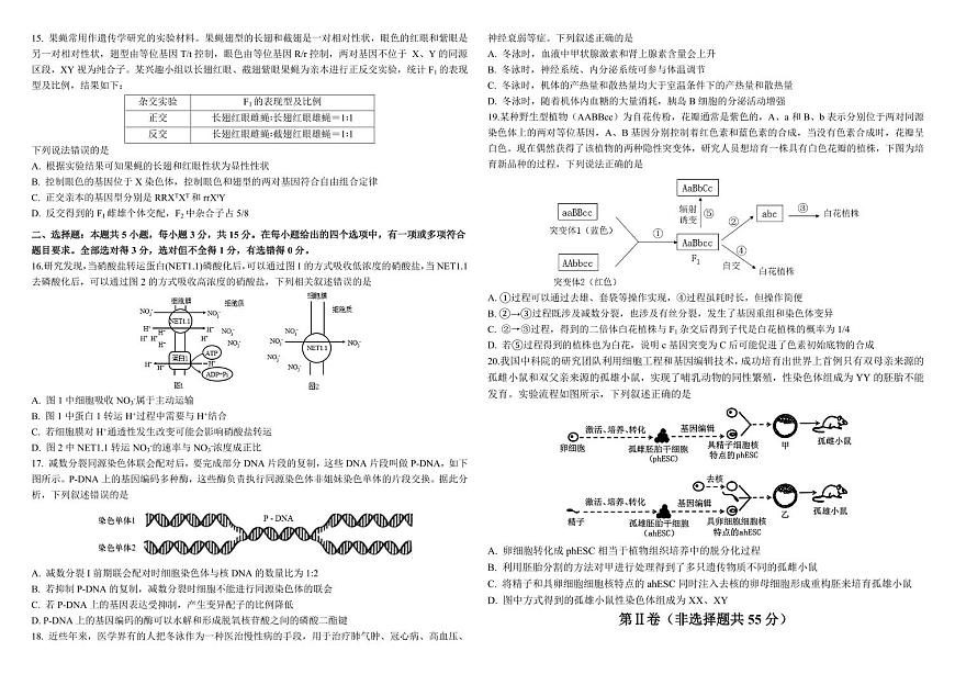 2025届东北三省三校（哈尔滨师大附中、东北师大附中、辽宁省实验中学）高考第二次联合模拟考试生物试题含答案第3页