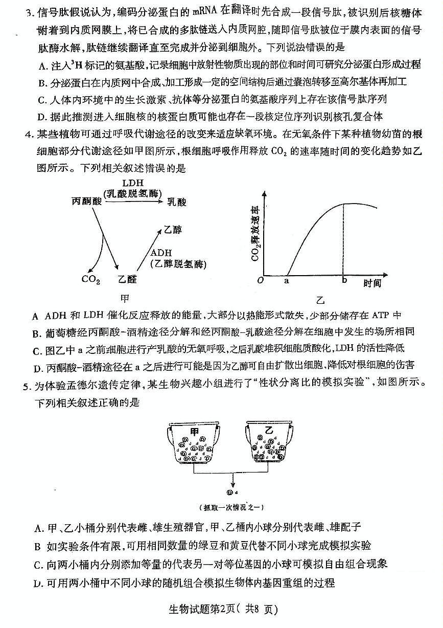 2025届山西省临汾市高考第二次模拟生物试题含答案第2页