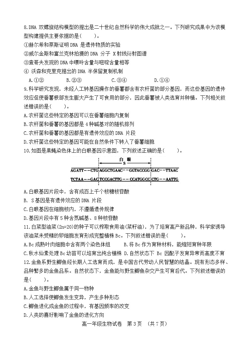 湖南省岳阳市湘阴县2023-2024学年高一下学期期末考试生物试题第3页