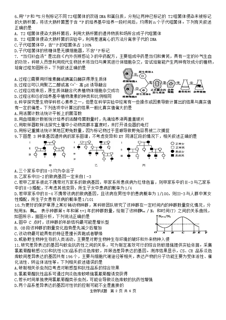 黑龙江省“六校联盟”2023-2024学年高三下学期联合适应性测试 生物试卷（含答案）第2页