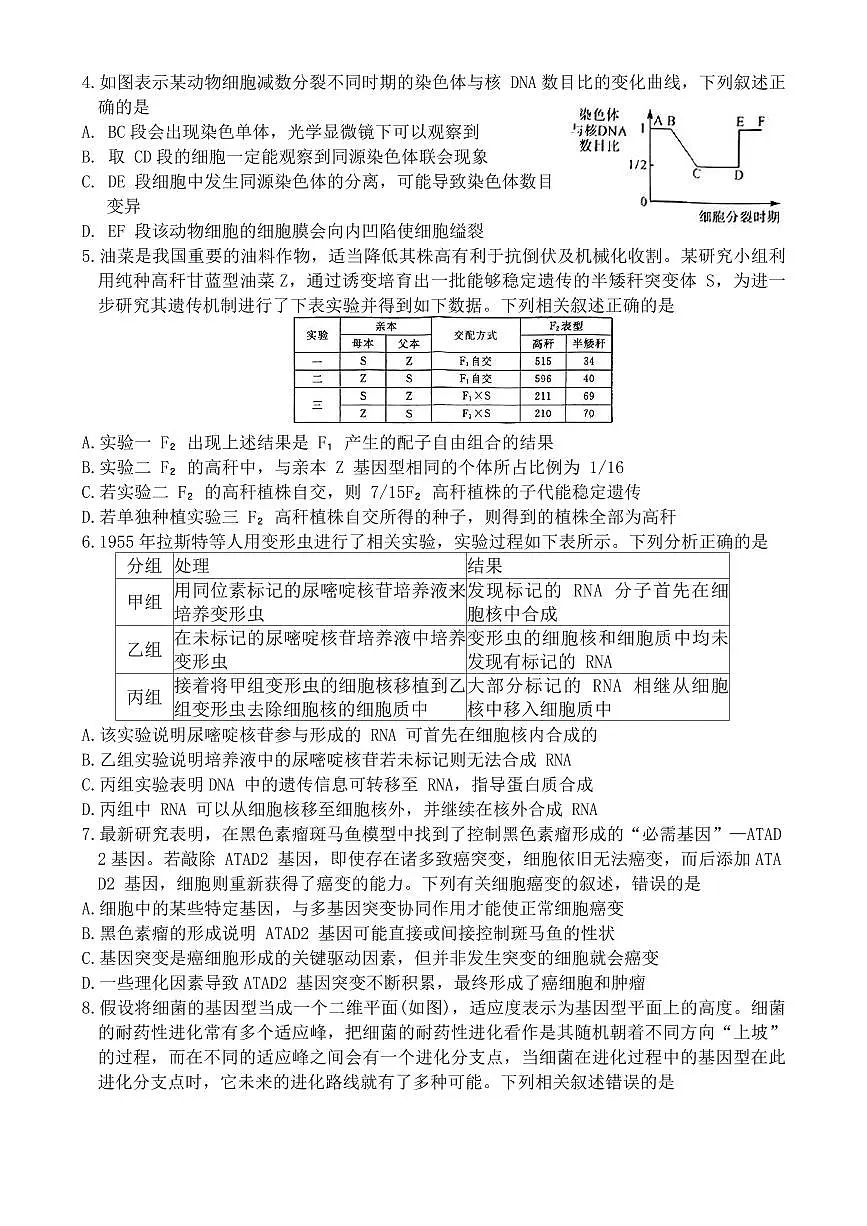 黑龙江省齐齐哈尔市2024届高三下学期2月一模 生物试卷（含答案）第2页