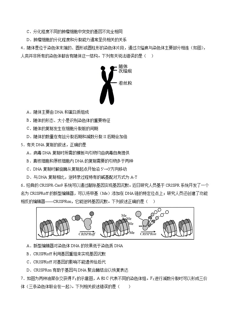 2025年高考第三次模拟考试卷：生物（江苏卷01）（考试版）第2页