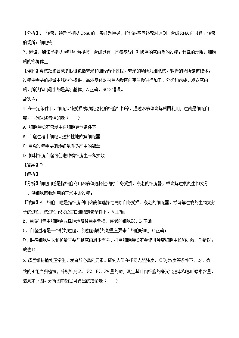 2024-2025学年湖北省武汉市武昌区高二生物下学期期末质量检测试卷（附答案）第3页