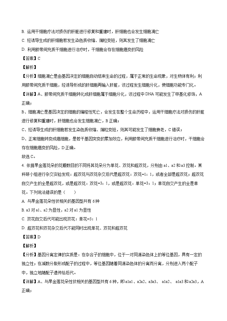 2024-2025学年湖北省武汉市新洲区高一生物下学期期末考试模拟试题（附答案）第3页