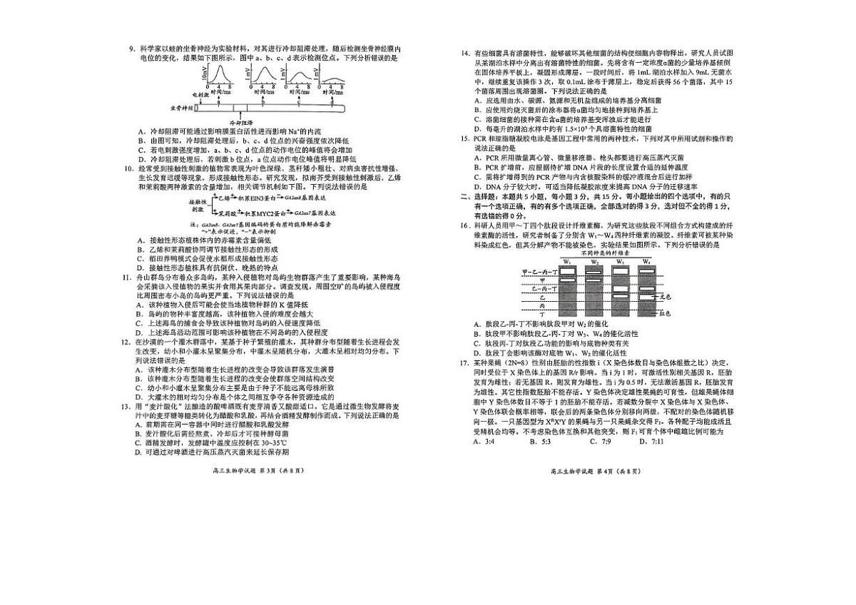 2025届山东省日照市高三校际联合考试生物试题（高考模拟）第2页