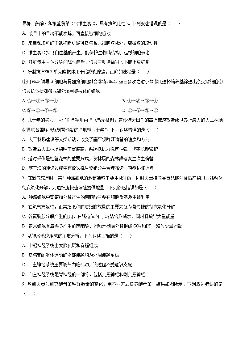 2025届内蒙古赤峰市高三下学期4月模拟考试生物试题 （高考模拟）第2页