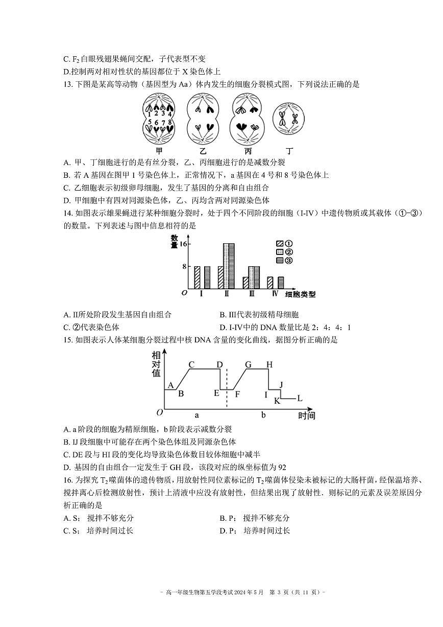 2024北京二中高一（下）五学段[月考]生物试卷第3页