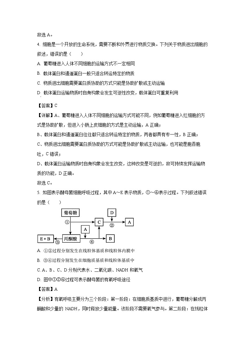 山西省部分学校2024-2025学年高一3月月考生物试题（解析版）第3页