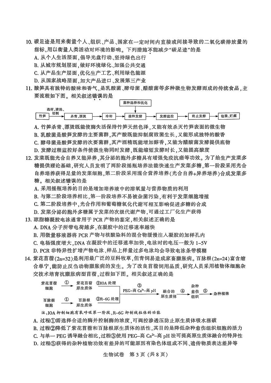 2025届江苏省南通市高三三模（徐州、扬州、泰州、盐城等苏北八市） 生物试题及答案第3页