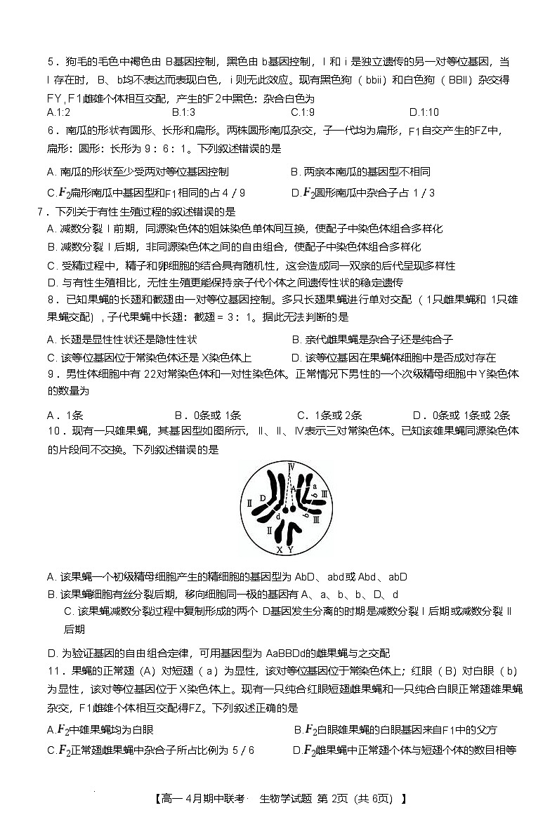 河北省保定市六校联盟2024-2025学年高一下学期4月期中考试 生物 含答案第2页
