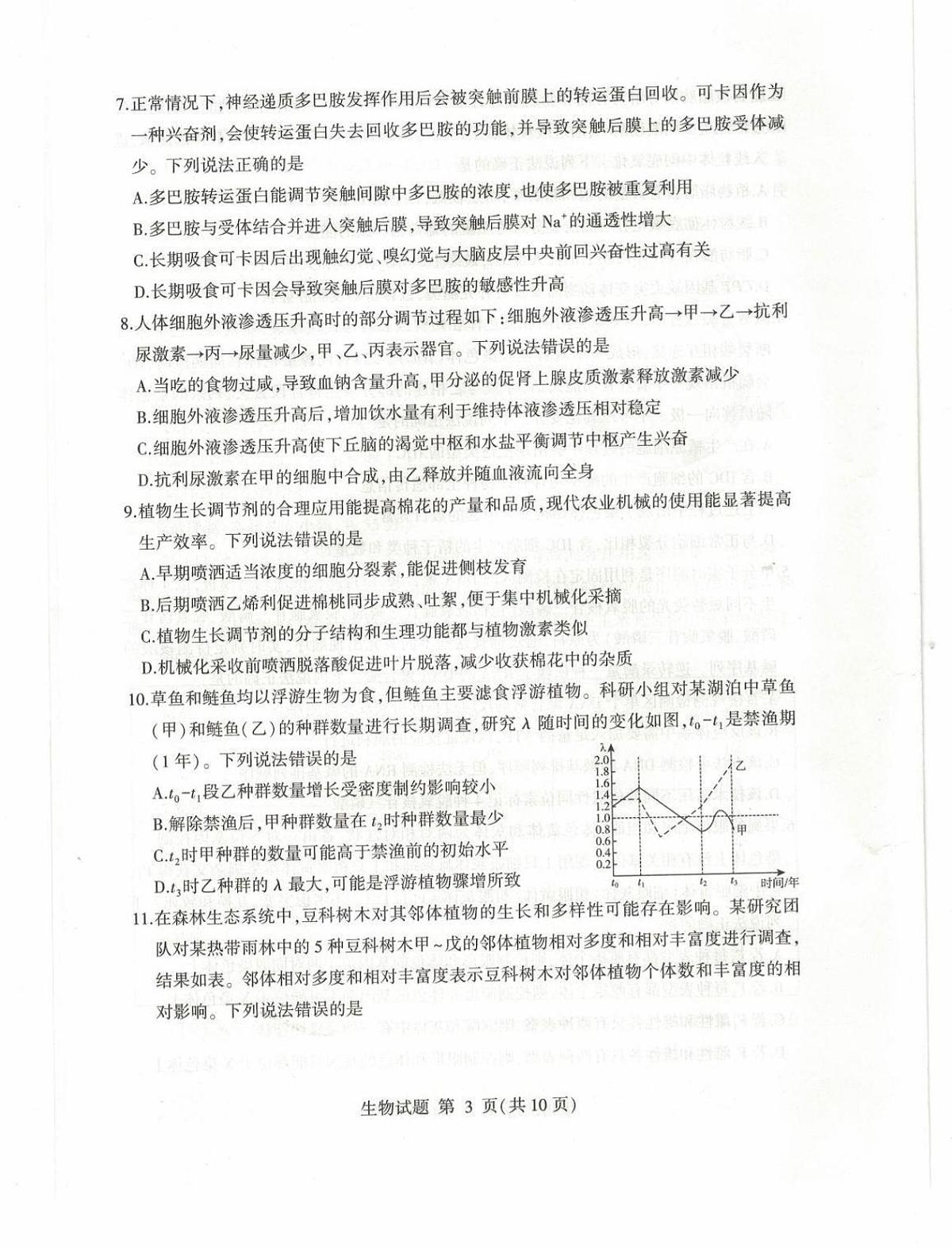 025年山东省临沂市高三高考生物二模试题（无答案）第3页