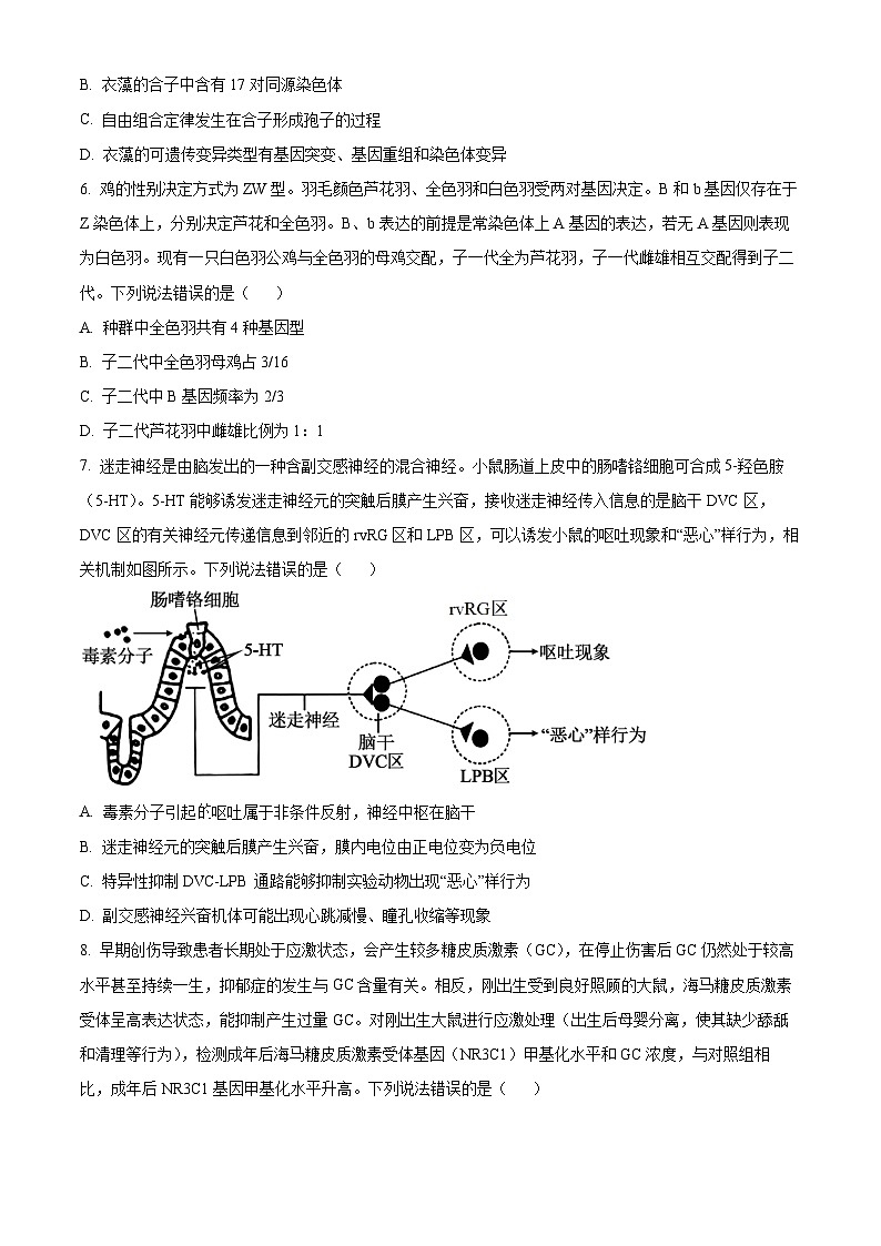 山东省枣庄市2024—2025学年高三下学期二模考试生物试题  Word版无答案第3页