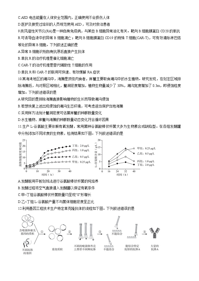 北京市海淀区2025年高三下学期4月一模试题生物Word版含答案第3页