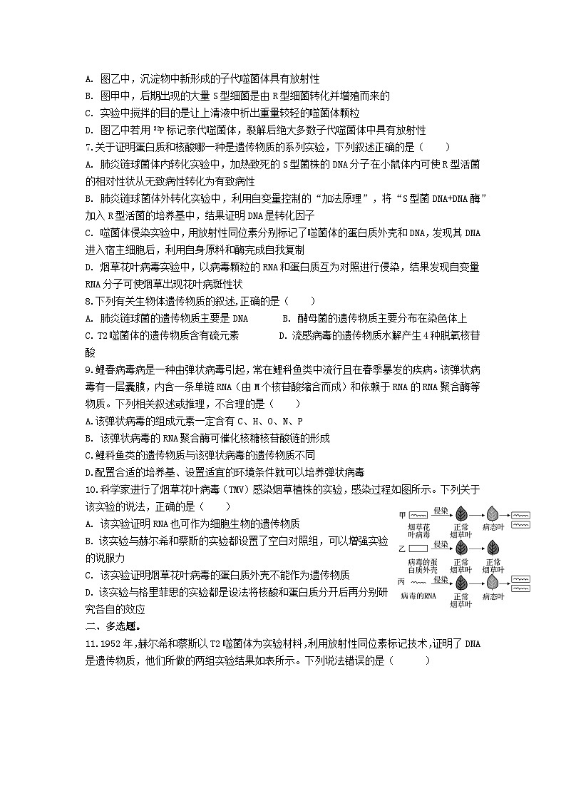 高中人教版生物必修2同步作业及答案-第3章 第1节  DNA是主要的遗传物质第2页
