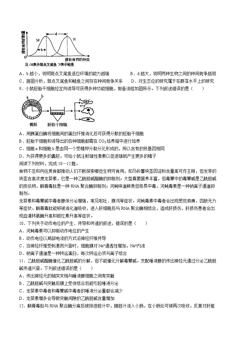 2023届天津市河北区高三下学期总复习质量监测(二)生物试题 附答案第3页