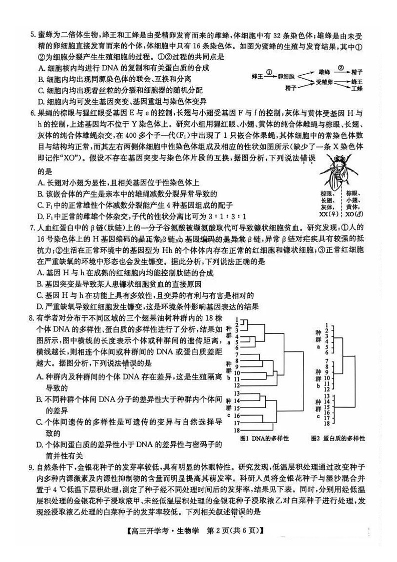 2025届江西省九师联盟高三上学期9月联考（下标G）-生物试题（含答案）第2页