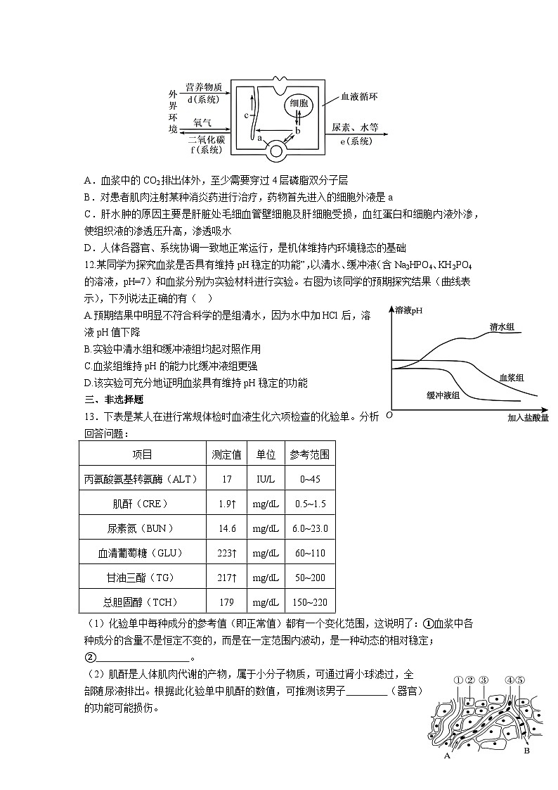 高中人教版生物选择性必修1同步作业及答案-第1章 第2节 内环境的稳态第3页