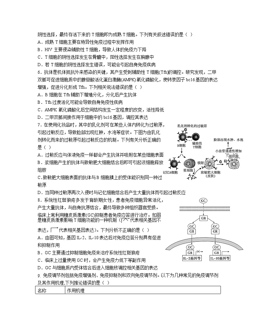 高中人教版生物选择性必修1同步作业及答案-第4章 第3节 免疫失调第2页
