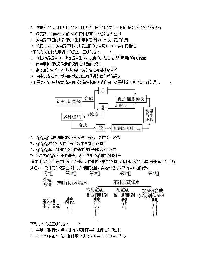 高中人教版生物选择性必修1同步作业及答案-第5章 第2节 其他植物激素第3页