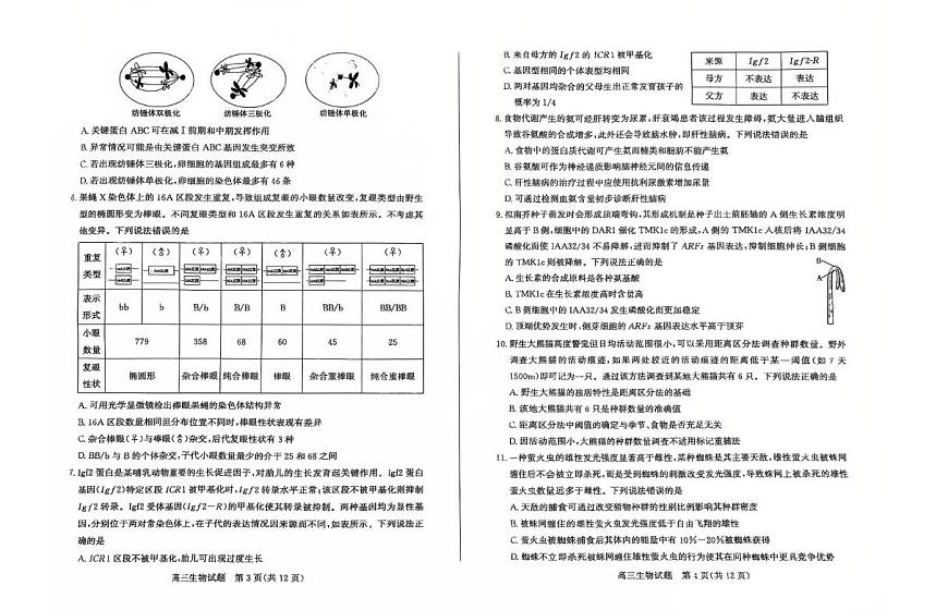 2025年山东省滨州市高考高三二模生物试题及其答案第2页