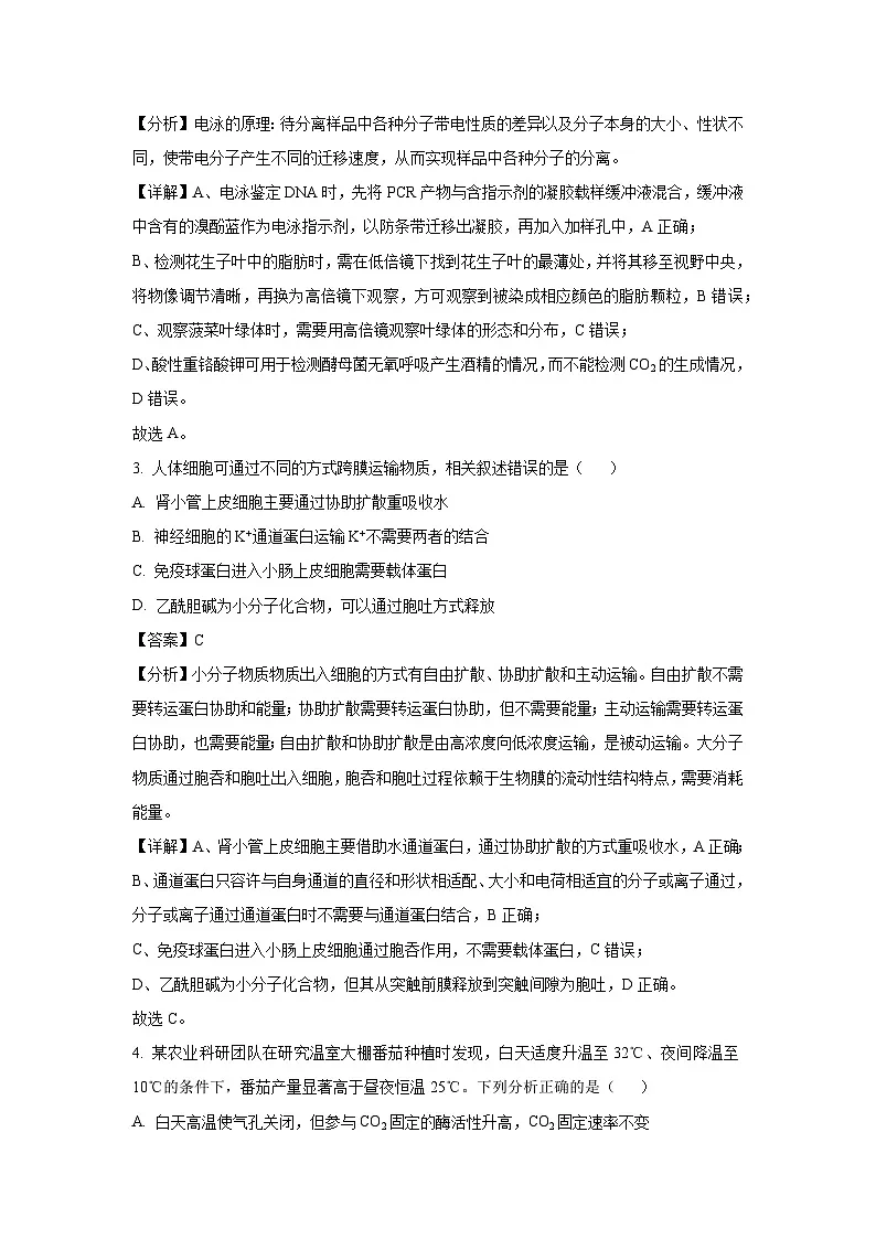 江西省八所重点中学2024-2025学年高三下学期4月联考生物试题（解析版）第2页
