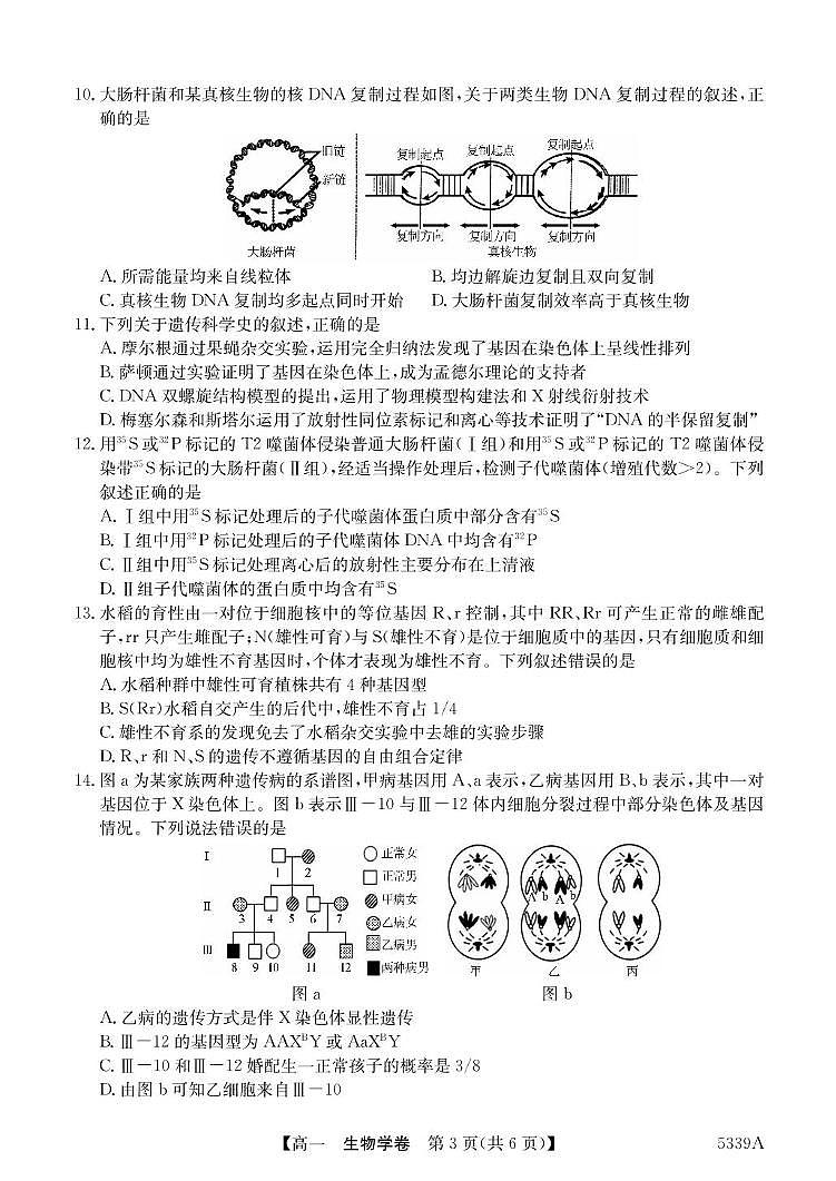 广东省清远市六校2024-2025学年高一下学期期中考试 生物 PDF版含答案第3页