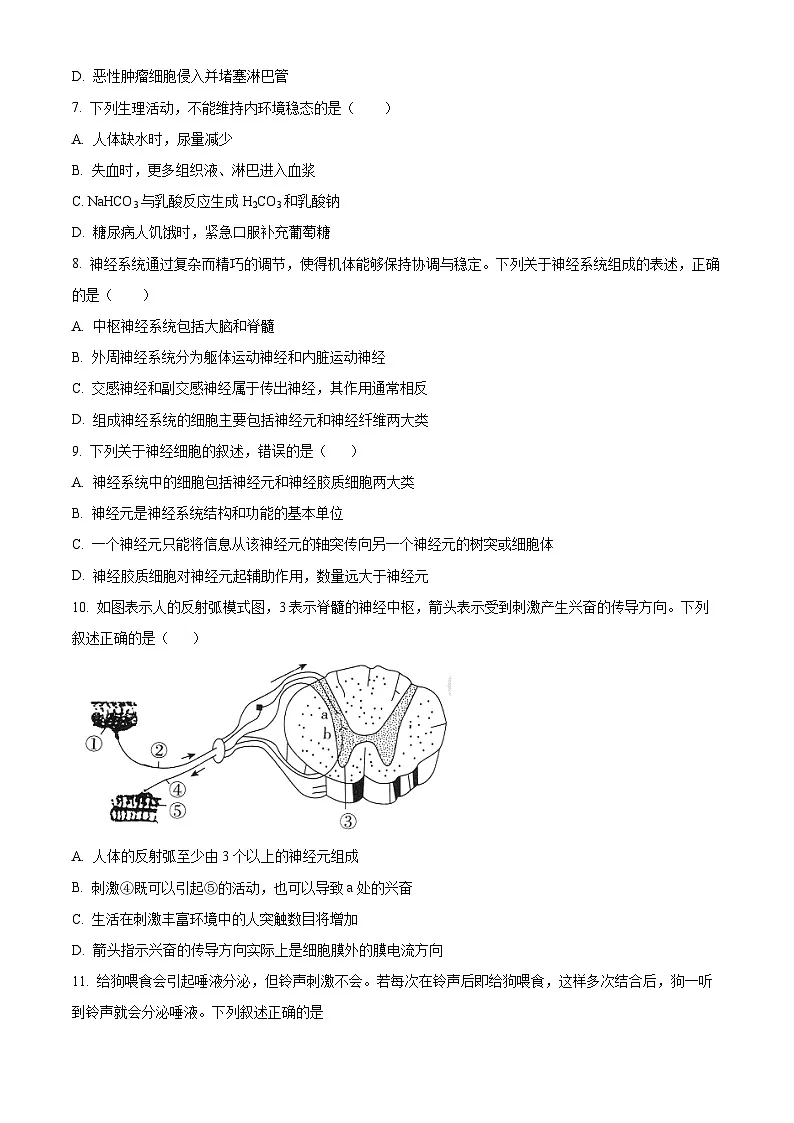 宁夏银川一中2023-2024学年高二上学期期中生物试题第2页