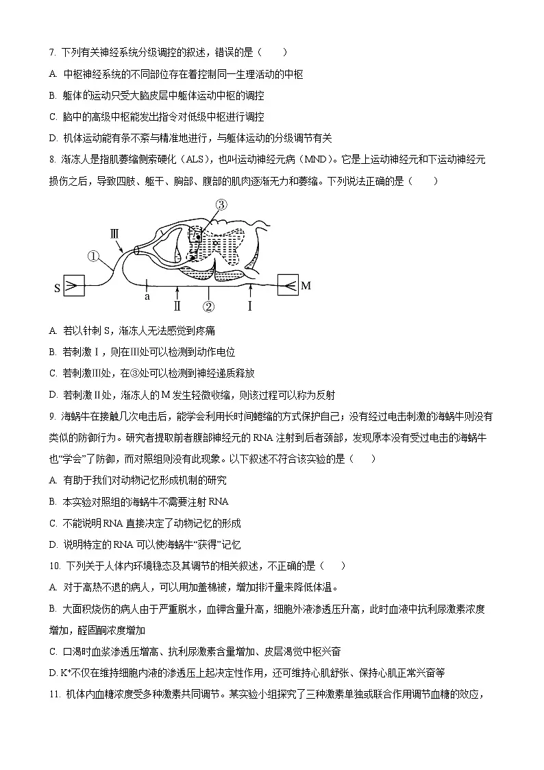河南省实验中学2023-2024学年高二上学期期中生物试题第3页