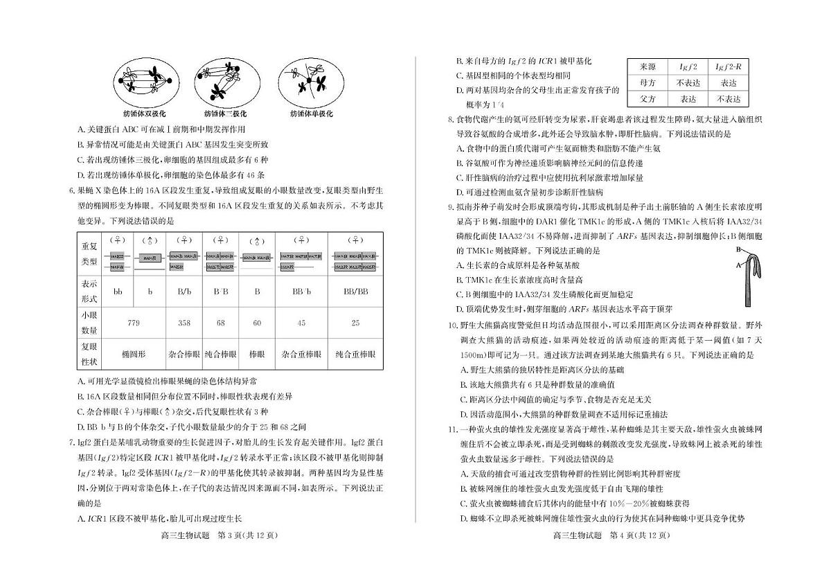 2025届山东省滨州市高三二模生物试题（高考模拟）第2页