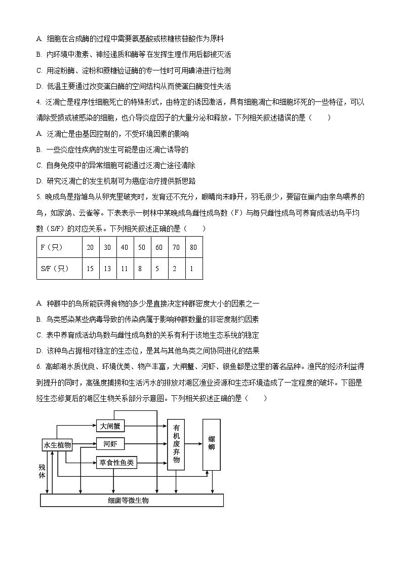 2025届安徽省滁州市高三二模生物试题（高考模拟）第2页