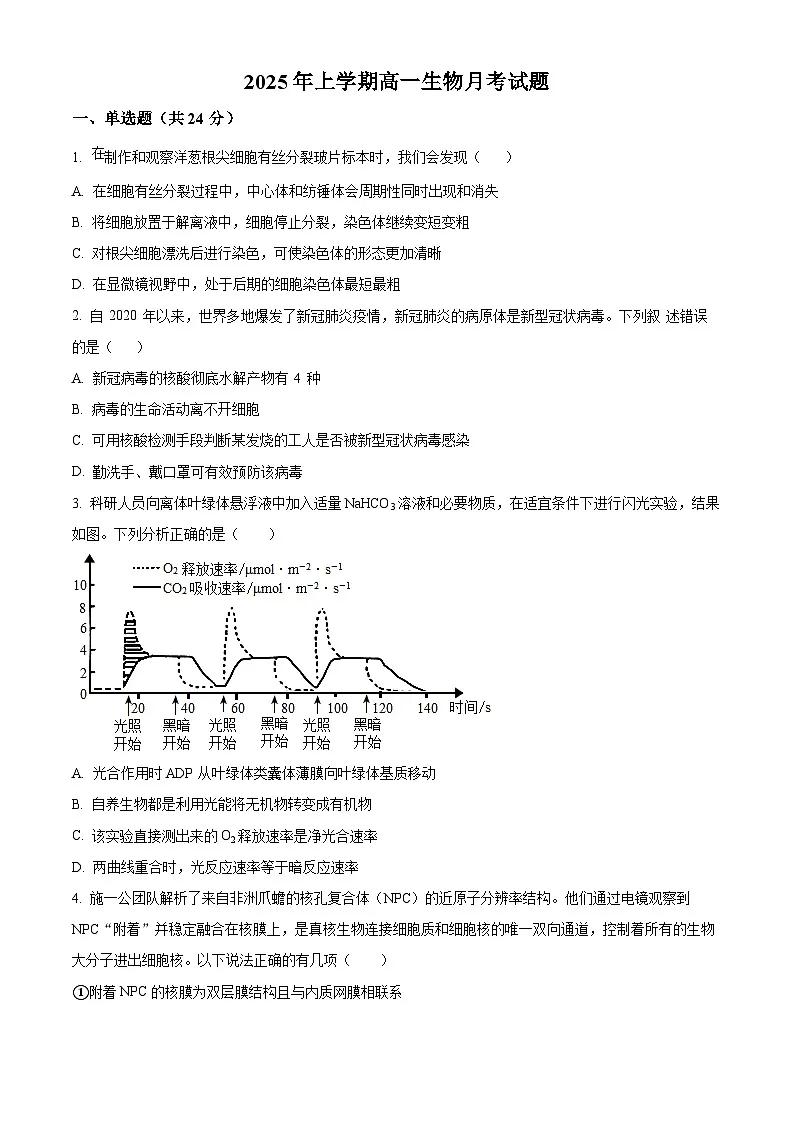 湖南省岳阳市汨罗市汨罗市第一中学2024-2025学年高一下学期3月月考生物试题（原卷版+解析版）第1页