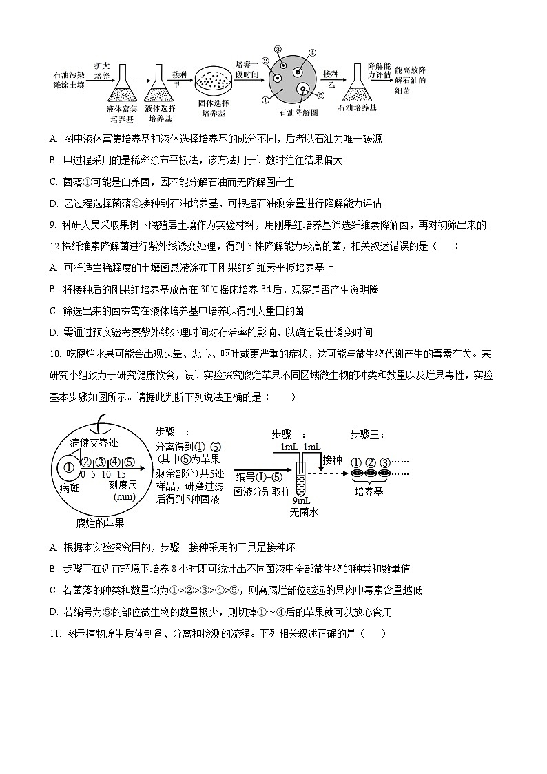 江苏省苏州中学2024—2025学年高二下学期3月考试生物试题（原卷版+解析版）第3页