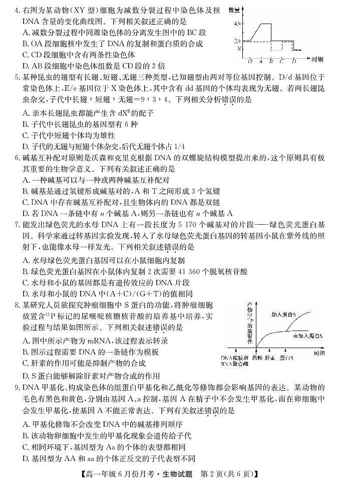 河北省沧州市2022-2023学年高一下学期6月月考 生物试卷（含答案）第2页