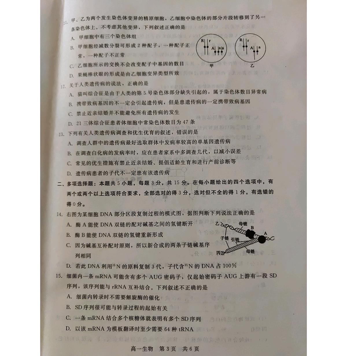 河北省张家口市尚义县第一中学2022-2023学年高一下学期6月月考 生物试卷（含答案）第3页