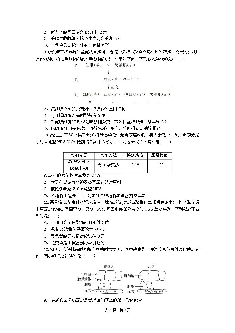 高二生物试题考试板第3页