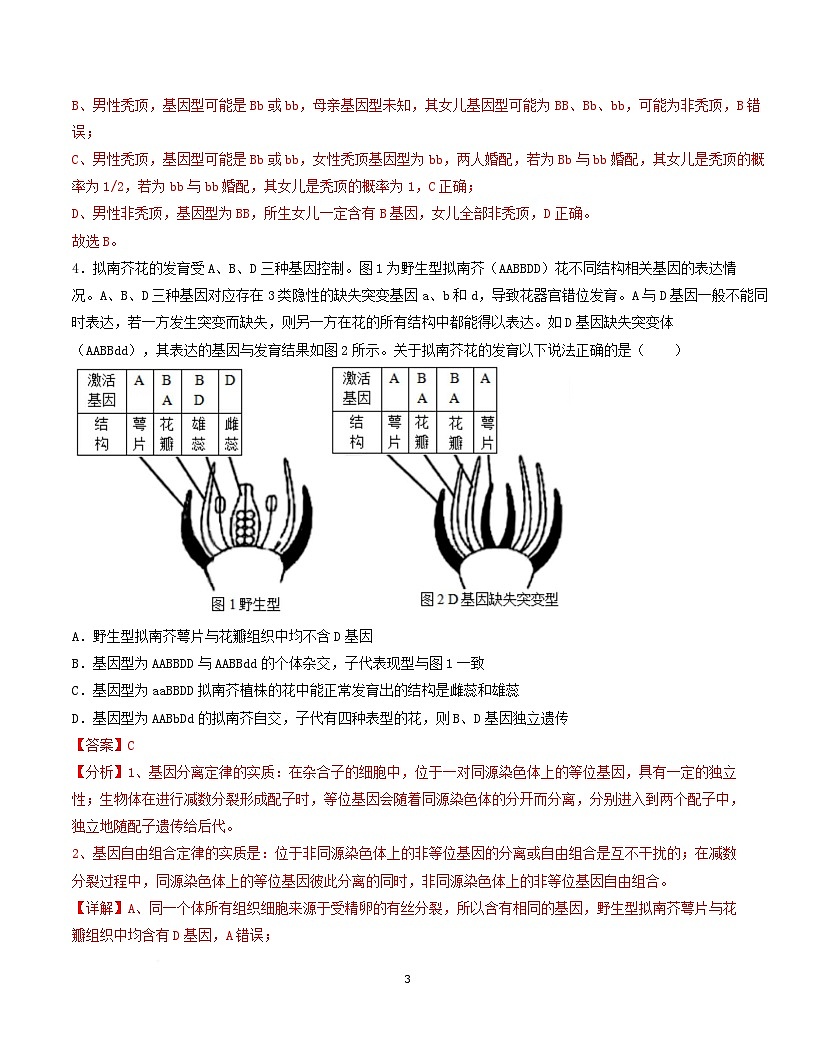 高一生物月考卷（全解全析）第3页