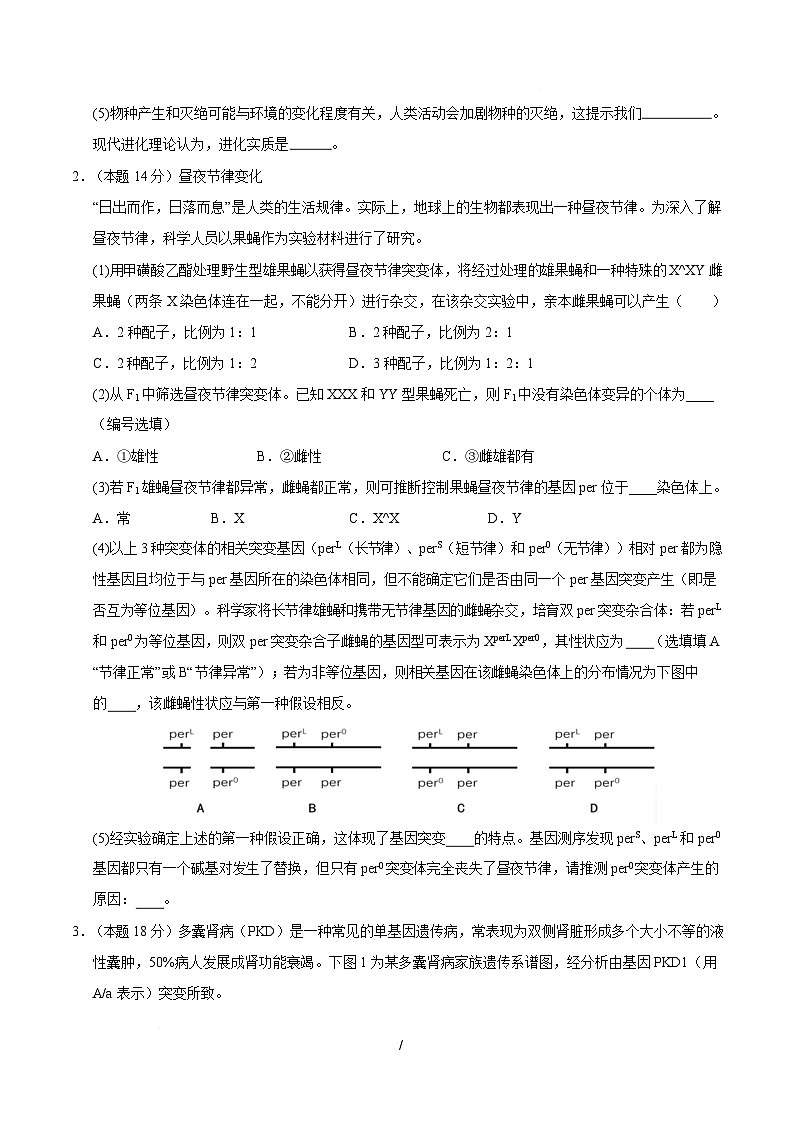 高一生物月考卷【测试范围：必修二第四章】（考试版）（沪科技2020版）第2页