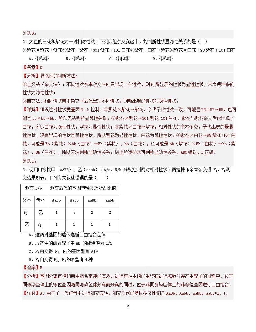 高一生物月考卷【黑吉辽蒙专用，人教版2019必修2前5章】（解析版）第2页