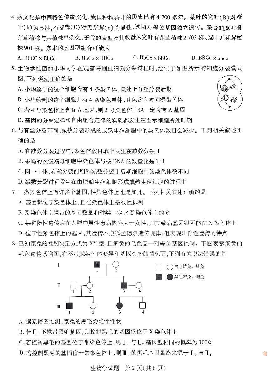 河北省沧州市2022-2023学年高一下学期期末考试 生物试卷（含答案）第2页