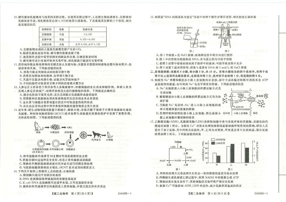 河南省新未来2023-2024学年高二下学期7月期末联考生物试题（含答案）第2页