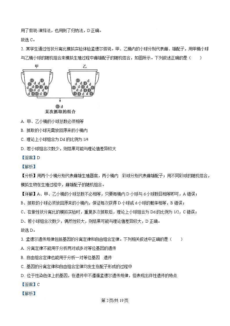 安徽省合肥市第八中学2024-2025学年高一下学期4月期中考试生物试题 Word版含解析第2页
