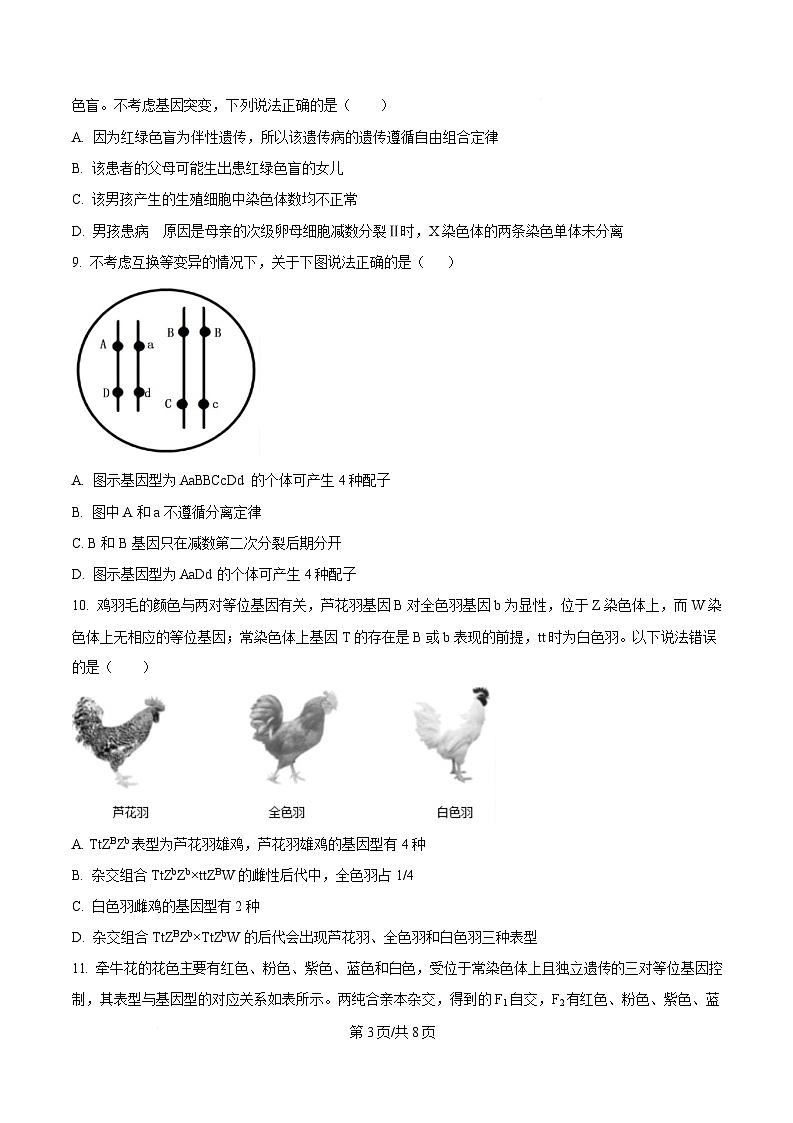 安徽省安庆市潜山市安徽省潜山第二中学2024-2025学年高一下学期期中测试考前生物练习（原卷版）第3页