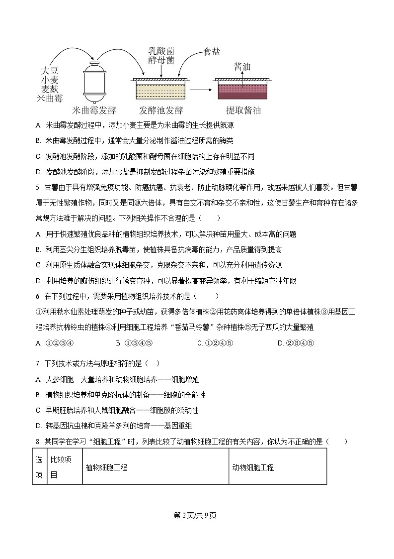 安徽省安庆市第二中学2024-2025学年高二下学期期中考试生物试题（原卷版）第2页