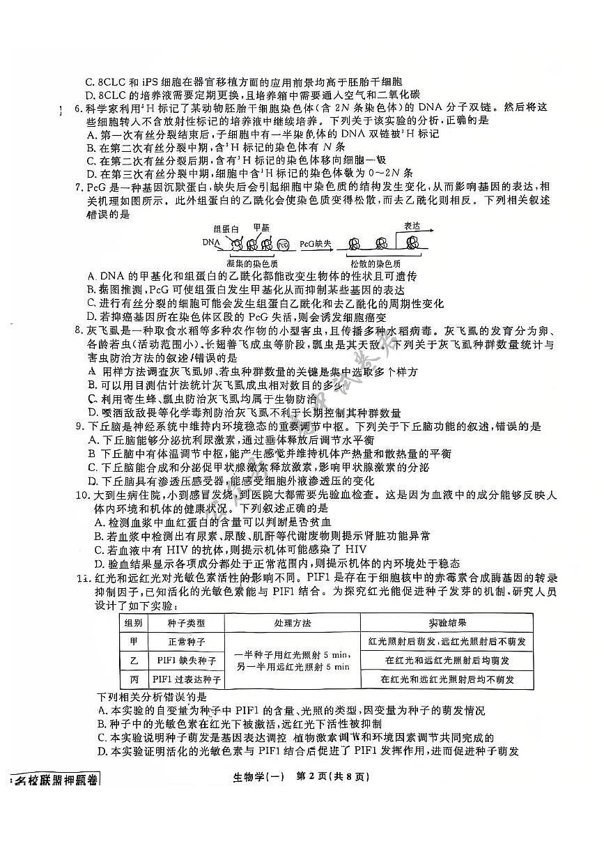 2025届辽宁省名校联盟高三下学期高考模拟卷押题卷生物学（一）试题第2页
