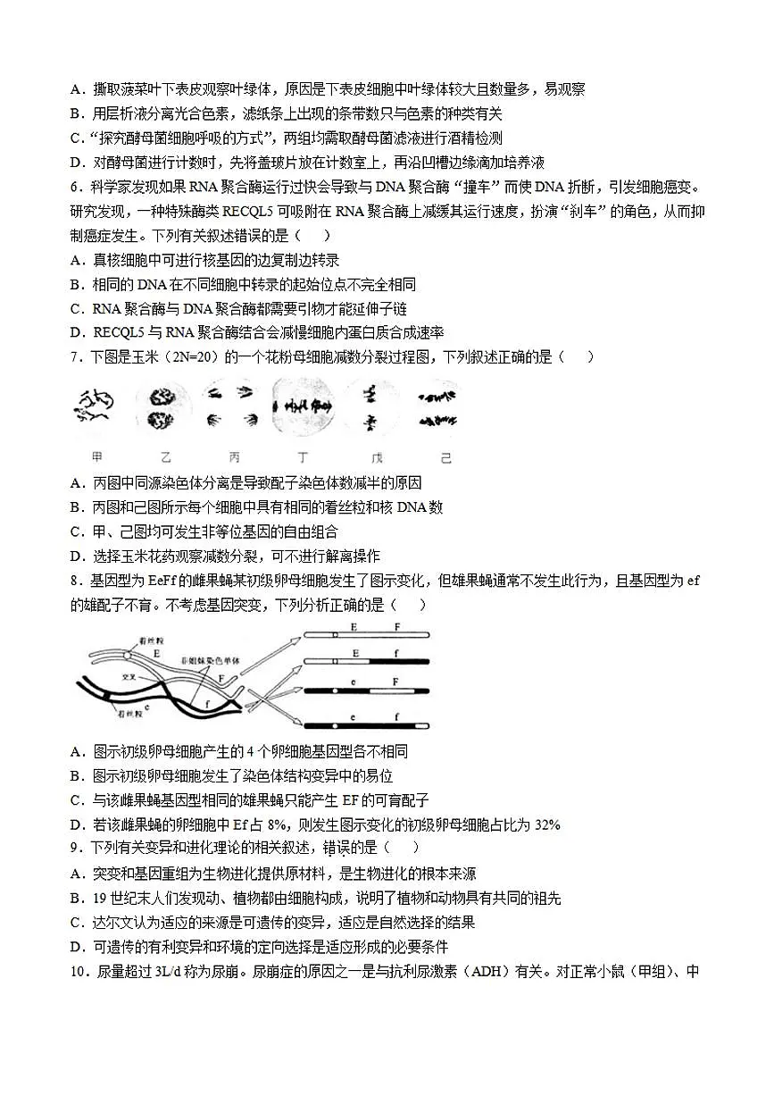 2025届江苏省南通市如皋市高考适应性考试（二）生物试题（含答案）第2页